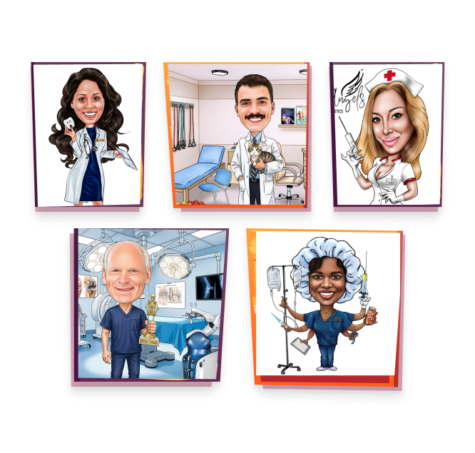 Caricature gifts for dentists, doctors and nurses